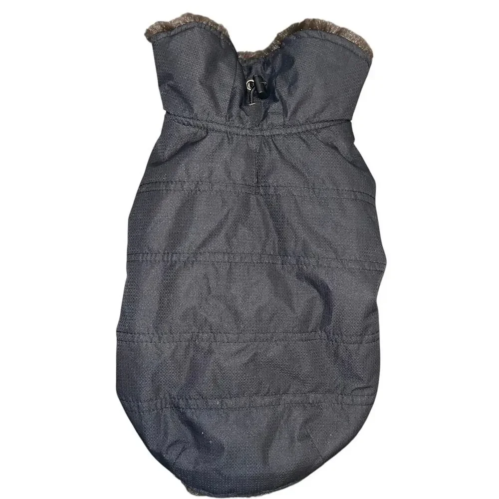 Bed Bath & Beyond Dog Puffer Vest Small Luxury Faux Fur Jacket Reversible Black